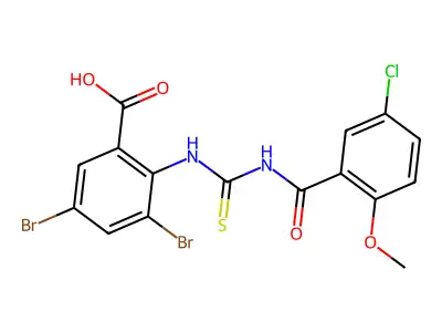 3,5-DIBROMO-2-[[[ AMINO]THIOXOMETHYL]AMINO]-BENZOICACID structure