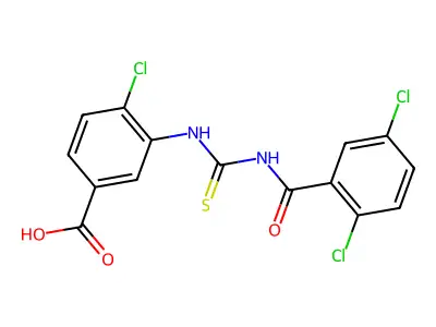 4-Chloro-3-[(2,5-dichlorobenzoyl)carbamothioylamino]benzoic acid structure