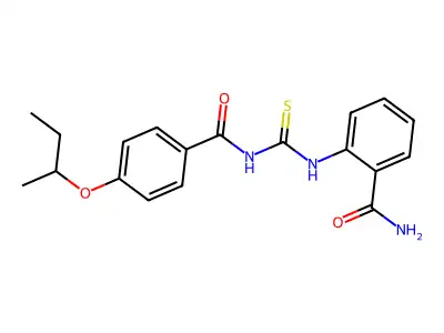 4-(butan-2-yloxy)-N-[(2-carbamoylphenyl)carbamothioyl]benzamide structure
