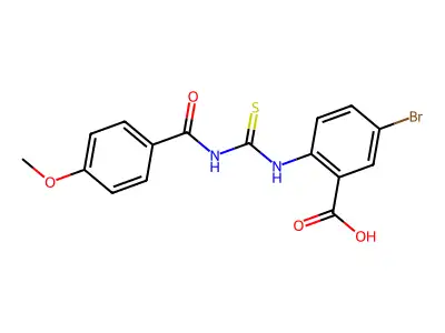 5-Bromo-2-[[[(4-methoxybenzoyl)amino]thioxomethyl]amino]-benzoic acid structure