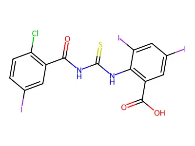 2-[[[(2-Chloro-5-iodobenzoyl)amino]thioxomethyl]amino]-3,5-diiodo-benzoic acid structure