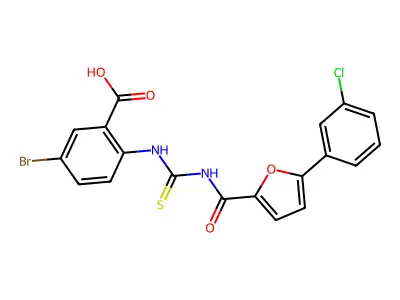 5-BROMO-2-[[[[[5- -2-FURANYL]CARBONYL]AMINO]THIOXOMETHYL]AMINO]-BENZOICACID structure