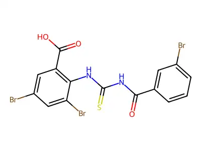 3,5-Dibromo-2-[[[(3-bromobenzoyl)amino]thioxomethyl]amino]-benzoic acid structure