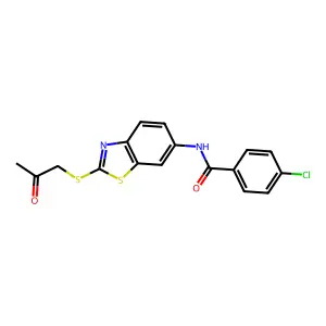4-chloro-N-{2-[(2-oxopropyl)sulfanyl]-1,3-benzothiazol-6-yl}benzamide structure
