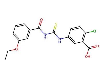 2-Chloro-5-({[(3-ethoxyphenyl)carbonyl]carbamothioyl}amino)benzoic acid structure