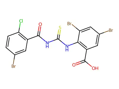 3,5-Dibromo-2-[(5-bromo-2-chlorobenzoyl)carbamothioylamino]benzoic acid structure
