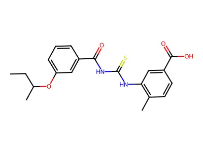 3-[({[3-(Butan-2-yloxy)phenyl]carbonyl}carbamothioyl)amino]-4-methylbenzoic acid structure