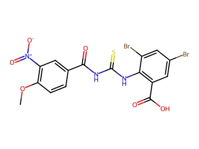 2-[[[(2,4-Dichlorobenzoyl)amino]thioxomethyl]amino]-3,5-diiodo-benzoic acid structure