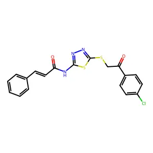 N-(5-((2-(4-chlorophenyl)-2-oxoethyl)thio)-1,3,4-thiadiazol-2-yl)cinnamamide structure