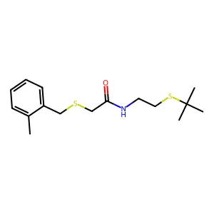 N-(2-tert-butylsulfanylethyl)-2-[(2-methylphenyl)methylsulfanyl]acetamide structure