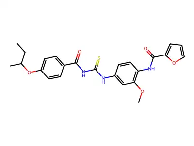 N-(4-(3-(4-(sec-butoxy)benzoyl)thioureido)-2-methoxyphenyl)furan-2-carboxamide structure