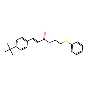 (E)-3-(4-tert-butylphenyl)-N-(2-phenylsulfanylethyl)prop-2-enamide structure
