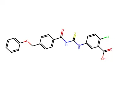 2-Chloro-5-[[[[4-(phenoxymethyl)benzoyl]amino]thioxomethyl]amino]-benzoic acid structure