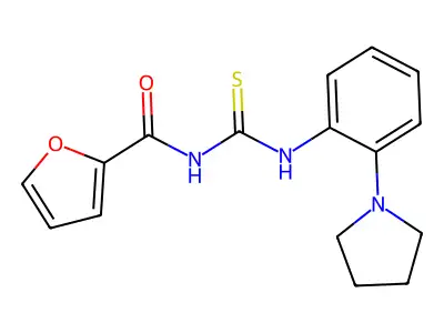 N-[(2-pyrrolidin-1-ylphenyl)carbamothioyl]furan-2-carboxamide structure