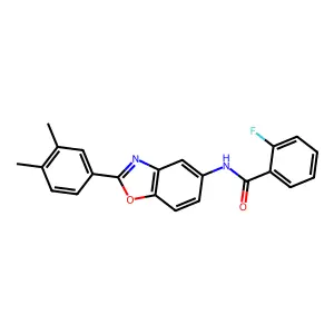 N-[2-(3,4-dimethylphenyl)-1,3-benzoxazol-5-yl]-2-fluorobenzamide structure