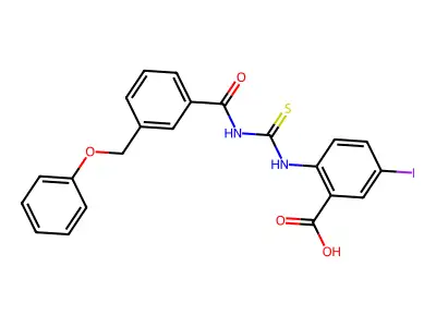5-Iodo-2-[[3-(phenoxymethyl)benzoyl]carbamothioylamino]benzoic acid structure