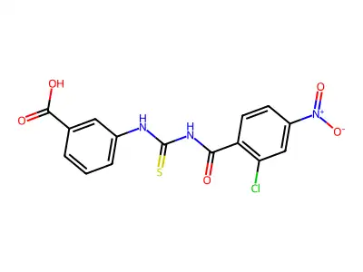 3-[[[(2-Chloro-4-nitrobenzoyl)amino]thioxomethyl]amino]-benzoic acid structure