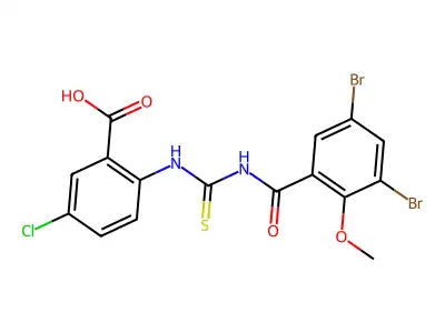 5-chloro-2-[(3,5-dibromo-2-methoxy-benzoyl)thiocarbamoylamino]benzoic Acid structure