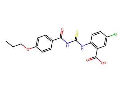5-Chloro-2-[[[(4-propoxybenzoyl)amino]thioxomethyl]amino]-benzoic acid structure