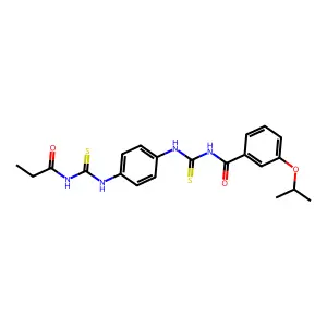 N-({4-[(propanoylcarbamothioyl)amino]phenyl}carbamothioyl)-3-(propan-2-yloxy)benzamide structure