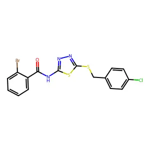 2-bromo-N-[5-[(4-chlorophenyl)methylsulfanyl]-1,3,4-thiadiazol-2-yl]benzamide structure