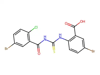 5-Bromo-2-[[[(5-bromo-2-chlorobenzoyl)amino]thioxomethyl]amino]-benzoic acid structure