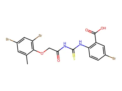 5-Bromo-2-[[[[(2,4-dibromo-6-methylphenoxy)acetyl ]amino]thioxomethyl ]amino]-benzoic acid structure