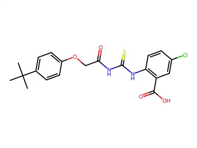 2-[[2-(4-tert-butylphenoxy)acetyl]carbamothioylamino]-5-chlorobenzoic acid structure