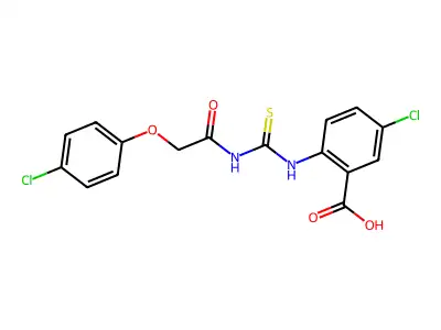 5-Chloro-2-[[[[(4-chlorophenoxy)acetyl]amino]thioxomethyl]amino]-benzoic acid structure