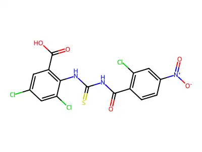 3,5-Dichloro-2-[(2-chloro-4-nitrobenzoyl)carbamothioylamino]benzoic acid structure