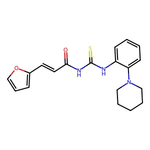 (E)-3-(furan-2-yl)-N-[(2-piperidin-1-ylphenyl)carbamothioyl]prop-2-enamide structure