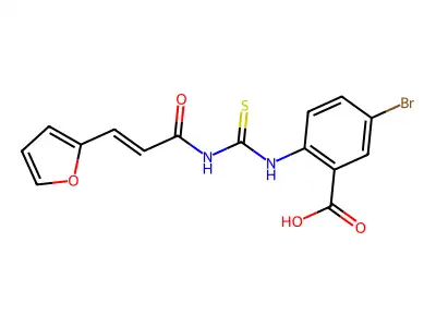 5-bromo-2-[3-(2-furyl)prop-2-enoylthiocarbamoylamino]benzoic Acid structure