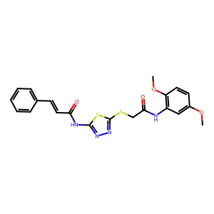 (2E)-N-[5-({2-[(2,5-dimethoxyphenyl)amino]-2-oxoethyl}sulfanyl)-1,3,4-thiadiazol-2-yl]-3-phenylprop-2-enamide structure