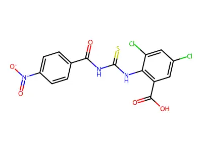3,5-Dichloro-2-[(4-nitrobenzoyl)carbamothioylamino]benzoic acid structure