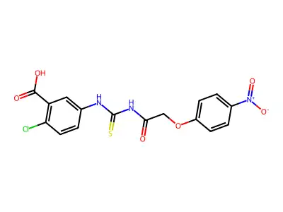 2-Chloro-5-[[[[(4-nitrophenoxy)acetyl]amino]thioxomethyl]amino]-benzoic acid structure