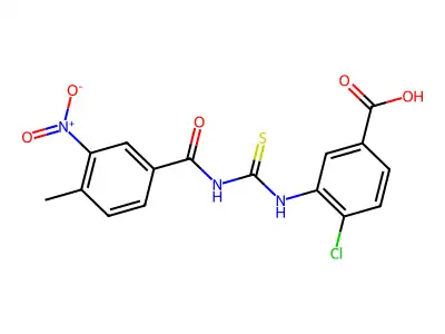 4-Chloro-3-[[[(4-methyl-3-nitrobenzoyl)amino]thioxomethyl]amino]-benzoic acid structure