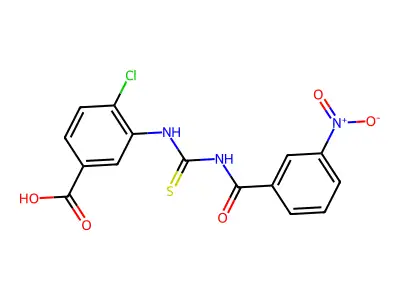 4-Chloro-3-[[[(3-nitrobenzoyl)amino]thioxomethyl]amino]-benzoic acid structure