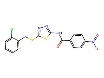 N-(5-((2-chlorobenzyl)thio)-1,3,4-thiadiazol-2-yl)-4-nitrobenzamide structure