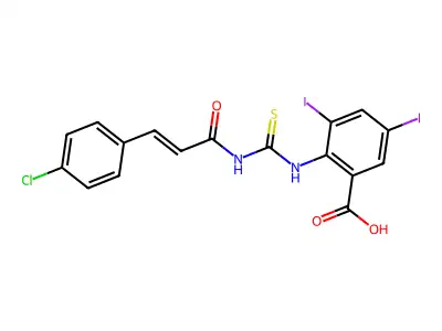 2-[3-(4-Chlorophenyl)prop-2-enoylcarbamothioylamino]-3,5-diiodobenzoic acid structure