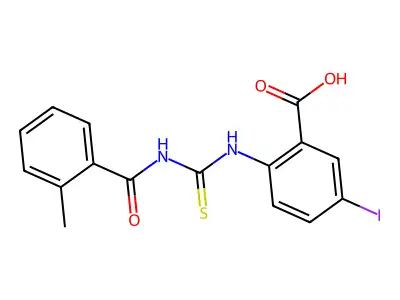 5-Iodo-2-({[(2-methylphenyl)carbonyl]carbamothioyl}amino)benzoic acid structure