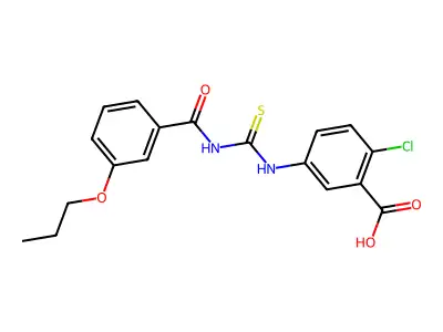 2-Chloro-5-[[[(3-propoxybenzoyl)amino]thioxomethyl]amino]-benzoic acid structure