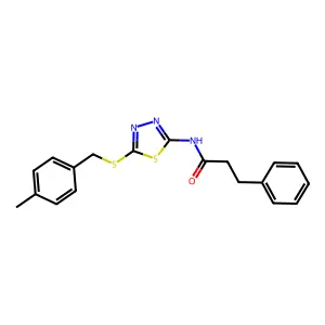 N-(5-((4-methylbenzyl)thio)-1,3,4-thiadiazol-2-yl)-3-phenylpropanamide structure