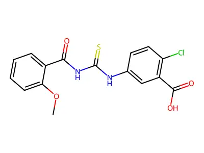 2-Chloro-5-({[(2-methoxyphenyl)carbonyl]carbamothioyl}amino)benzoic acid structure