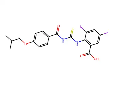 3,5-diiodo-2-[[4-(2-methylpropoxy)benzoyl]carbamothioylamino]benzoic acid structure