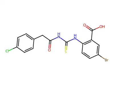 5-Bromo-2-[[[[(4-chlorophenyl)acetyl]amino]thioxomethyl]amino]-benzoic acid structure