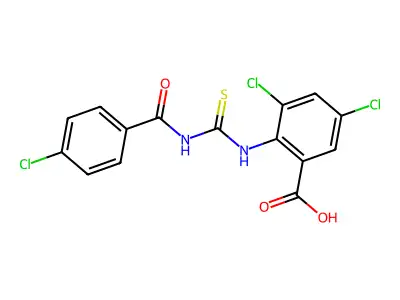 3,5-Dichloro-2-[[[(4-chlorobenzoyl)amino]thioxomethyl]amino]-benzoic acid structure