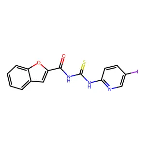 N-[(5-iodopyridin-2-yl)carbamothioyl]-1-benzofuran-2-carboxamide structure
