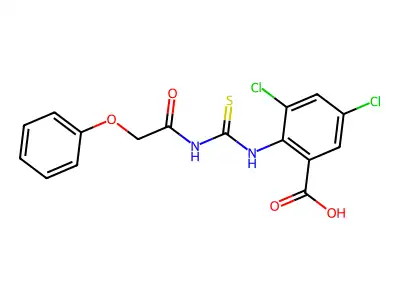 3,5-Dichloro-2-[(2-phenoxyacetyl)carbamothioylamino]benzoic acid structure