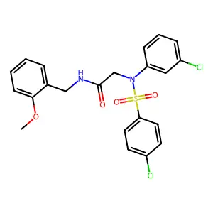 2-(3-chloro-N-(4-chlorophenyl)sulfonylanilino)-N-[(2-methoxyphenyl)methyl]acetamide structure