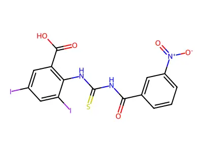 3,5-Diiodo-2-[[[(3-nitrobenzoyl)amino]thioxomethyl]amino]-benzoic acid structure